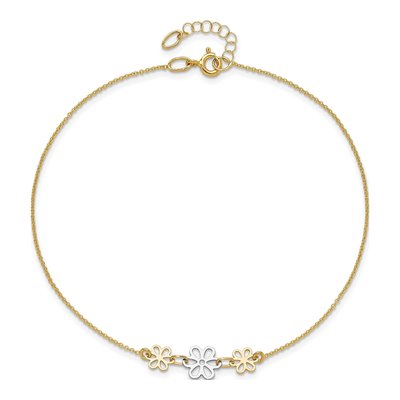 14K Two-Tone Gold Flower Cut-Out Anklet – view 4