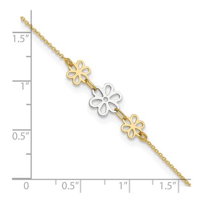 14K Two-Tone Gold Flower Cut-Out Anklet – view 5