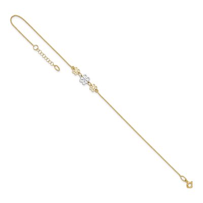 14K Two-Tone Gold Flower Cut-Out Anklet – view 7