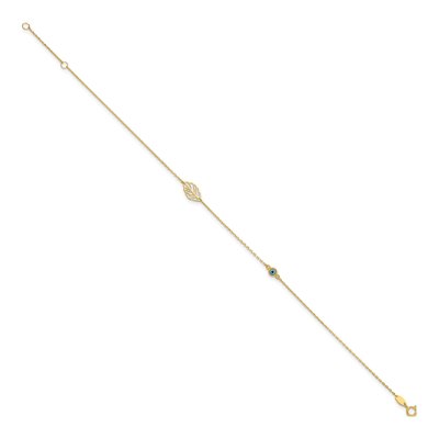 14K Yellow Gold Leaf Glass Eye Anklet – view 3
