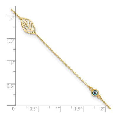 14K Yellow Gold Leaf Glass Eye Anklet – view 5