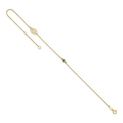 14K Yellow Gold Leaf Glass Eye Anklet – view 8
