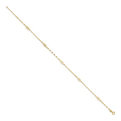 14K Yellow Gold Filigree Link Anklet – view 3