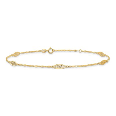 14K Yellow Gold Filigree Link Anklet – view 4