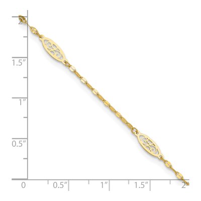 14K Yellow Gold Filigree Link Anklet – view 5