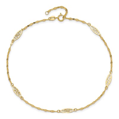 14K Yellow Gold Filigree Link Anklet – view 6