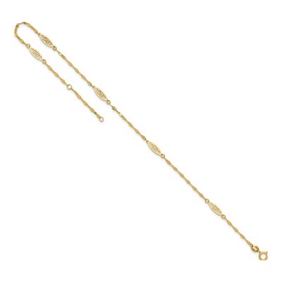 14K Yellow Gold Filigree Link Anklet – view 8