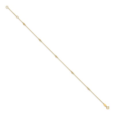 14K Yellow Gold CZ Station Anklet, 9-10 In – view 3