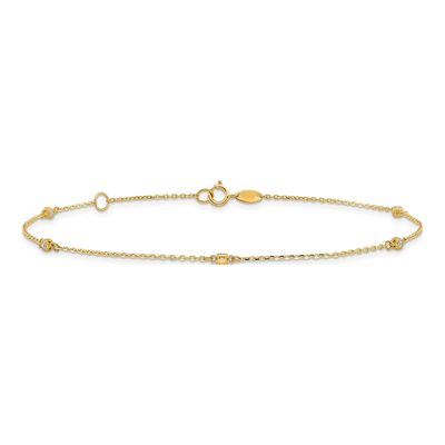 14K Yellow Gold CZ Station Anklet, 9-10 In – view 4