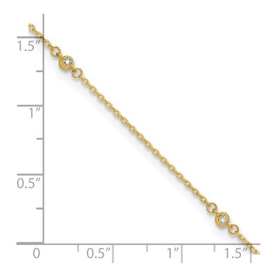14K Yellow Gold CZ Station Anklet, 9-10 In – view 5