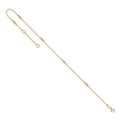 14K Yellow Gold CZ Station Anklet, 9-10 In – view 8
