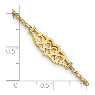 14K Yellow Gold Filigree Heart Bismark Anklet – view 4
