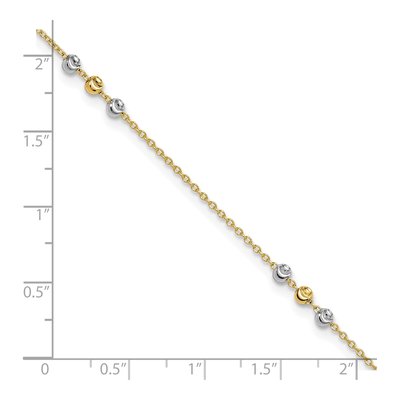 14K Two-Tone Gold Diamond-Cut Beaded Station Anklet – view 5