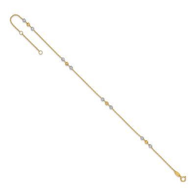 14K Two-Tone Gold Diamond-Cut Beaded Station Anklet – view 8