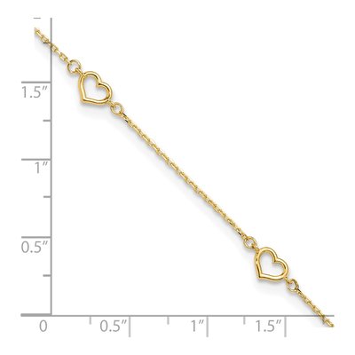 14K Yellow Gold Open Heart Station Anklet – view 8