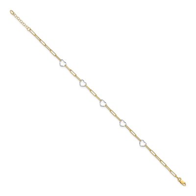 14K Two-Tone Gold Hearts Paperclip Anklet – view 3