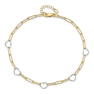 14K Two-Tone Gold Hearts Paperclip Anklet – view 5