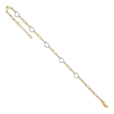 14K Two-Tone Gold Hearts Paperclip Anklet – view 6
