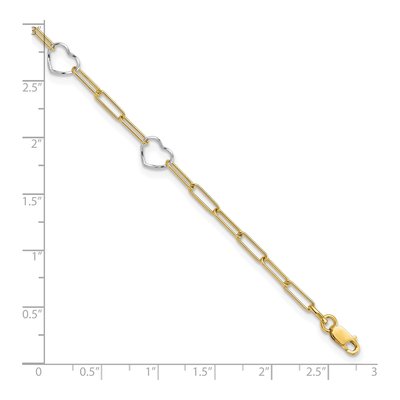 14K Two-Tone Gold Hearts Paperclip Anklet – view 8