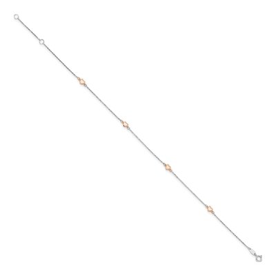 14K Two-Tone Gold Heart Anklet – view 2