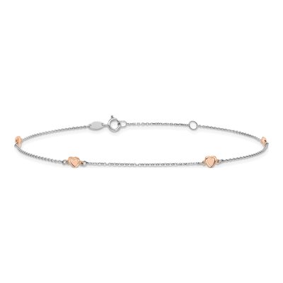 14K Two-Tone Gold Heart Anklet – view 3