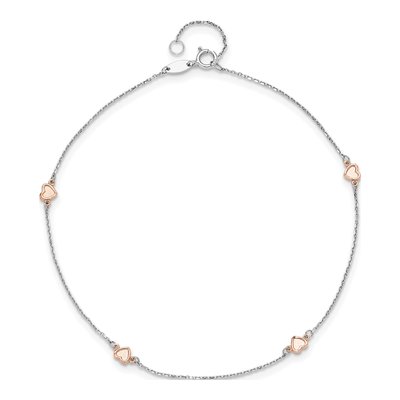 14K Two-Tone Gold Heart Anklet – view 4