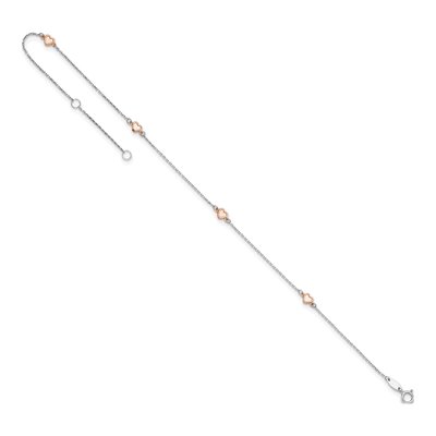 14K Two-Tone Gold Heart Anklet – view 5