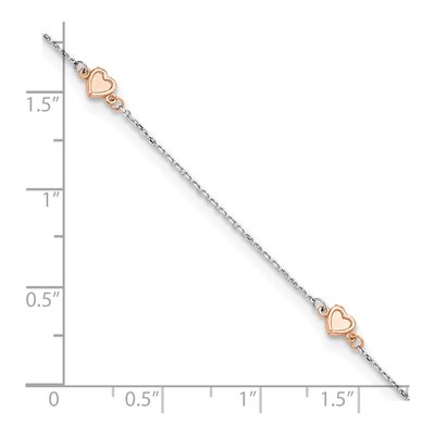 14K Two-Tone Gold Heart Anklet – view 7
