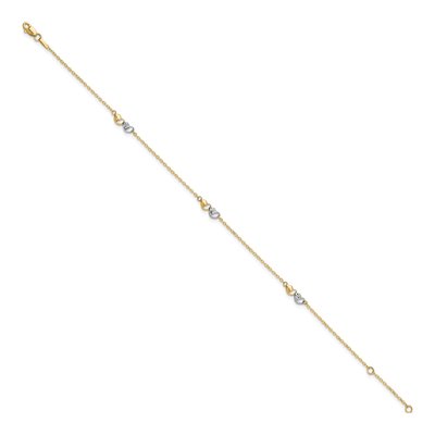 14K Two-Tone Gold Double Hearts Anklet – view 3
