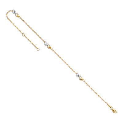 14K Two-Tone Gold Double Hearts Anklet – view 6