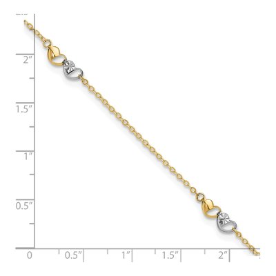 14K Two-Tone Gold Double Hearts Anklet – view 8