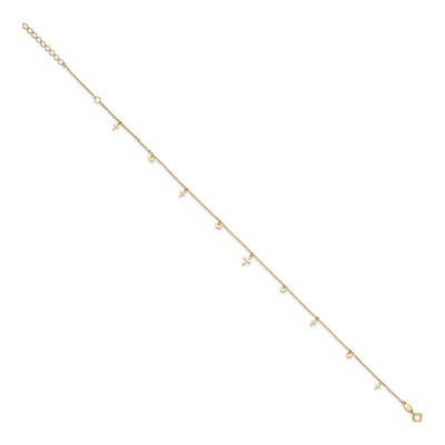 14K Yellow Gold Cross Circle Anklet – view 3