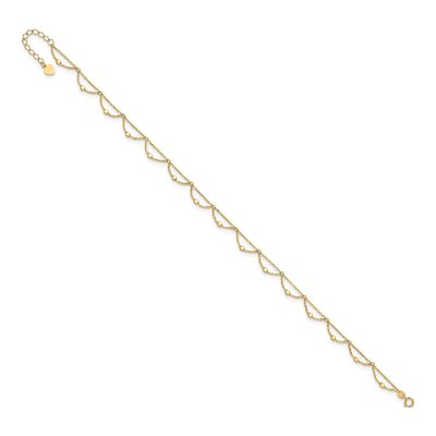 14K Yellow Gold 1mm Diamond-Cut Beaded Cable Chain Anklet – view 6