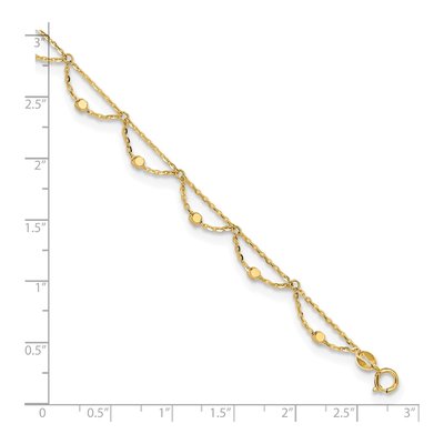14K Yellow Gold 1mm Diamond-Cut Beaded Cable Chain Anklet – view 8