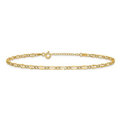 14K Yellow Gold 3.2mm Fancy Link Chain Anklet – view 3