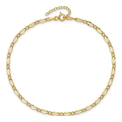 14K Yellow Gold 3.2mm Fancy Link Chain Anklet – view 4