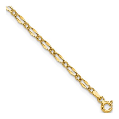 14K Yellow Gold 3.2mm Fancy Link Chain Anklet