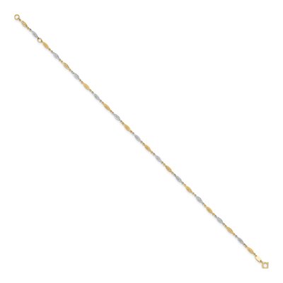 14K Two-Tone Gold 2mm Diamond-Cut Infinity Link Chain Anklet – view 3