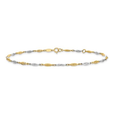 14K Two-Tone Gold 2mm Diamond-Cut Infinity Link Chain Anklet – view 4