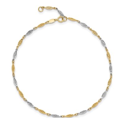 14K Two-Tone Gold 2mm Diamond-Cut Infinity Link Chain Anklet – view 5