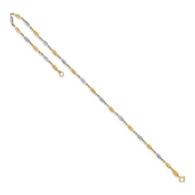 14K Two-Tone Gold 2mm Diamond-Cut Infinity Link Chain Anklet – view 6