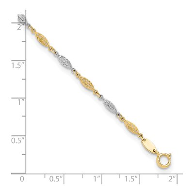 14K Two-Tone Gold 2mm Diamond-Cut Infinity Link Chain Anklet – view 8