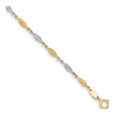 14K Two-Tone Gold 2mm Diamond-Cut Infinity Link Chain Anklet