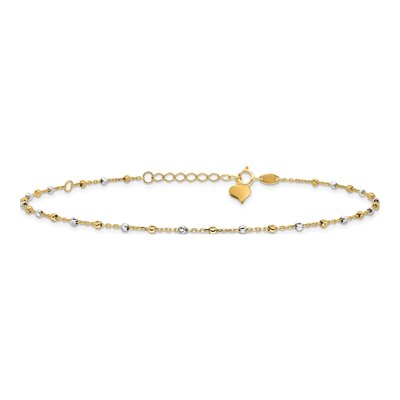 14K Two-Tone Gold Diamond-Cut Anklet – view 4