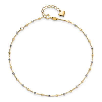 14K Two-Tone Gold Diamond-Cut Anklet – view 5