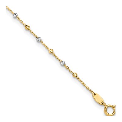 14K Two-Tone Gold Diamond-Cut Anklet