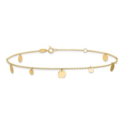 14K Yellow Gold Circle Dangle Anklet – view 4