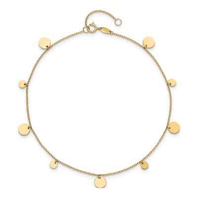 14K Yellow Gold Circle Dangle Anklet – view 5