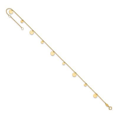 14K Yellow Gold Circle Dangle Anklet – view 6