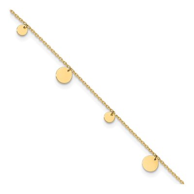 14K Yellow Gold Circle Dangle Anklet